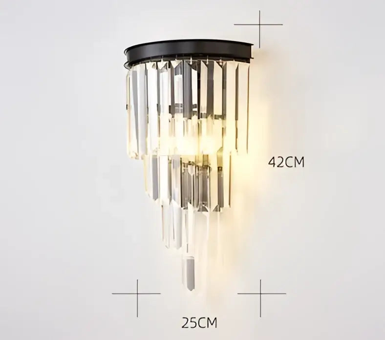 Modern black & gold crystal wall sconce for bedroom lighting