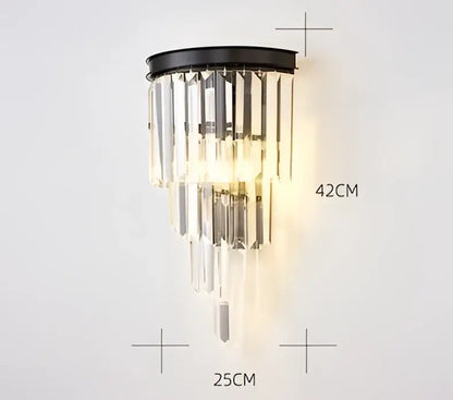Modern black & gold crystal wall sconce for bedroom lighting