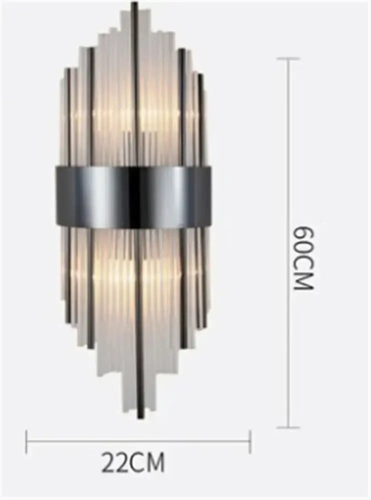 Modern black & gold crystal wall sconce for bedroom lighting