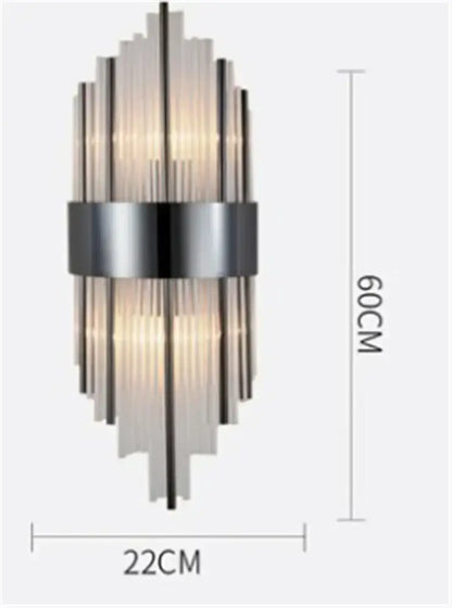 Modern black & gold crystal wall sconce for bedroom lighting
