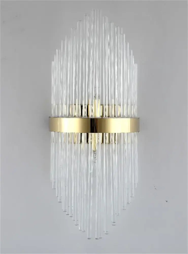 Modern black & gold crystal wall sconce for bedroom lighting