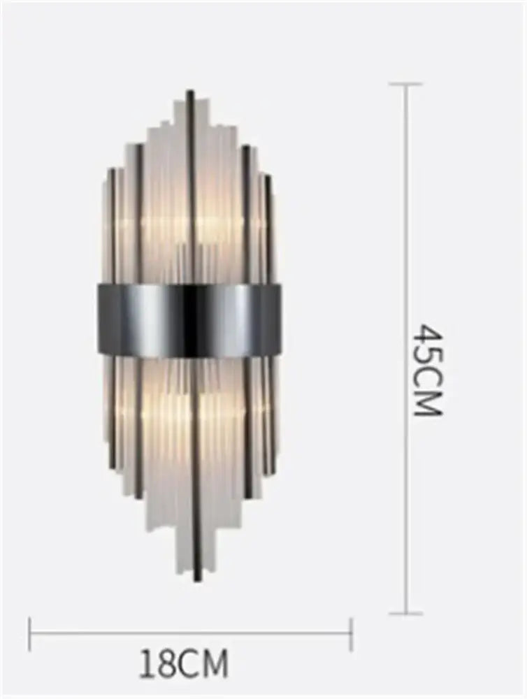 Modern black & gold crystal wall sconce for bedroom lighting