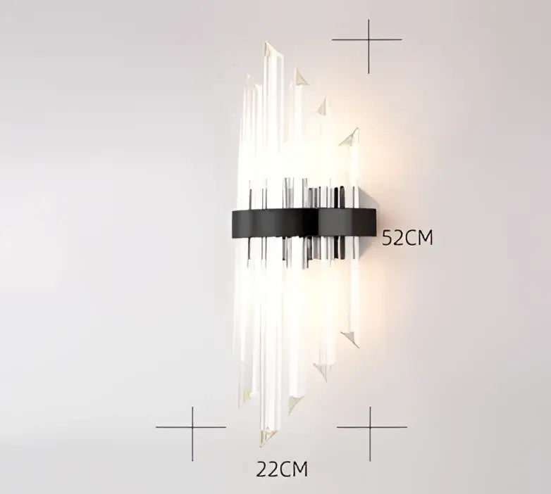 Modern black & gold crystal wall sconce for bedroom lighting