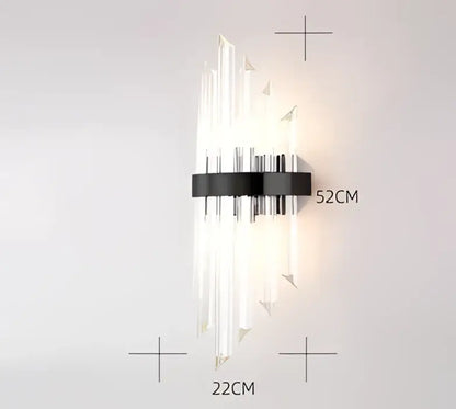 Modern black & gold crystal wall sconce for bedroom lighting