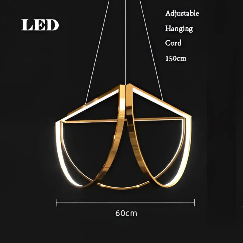 Modern black gold geometric led chandelier living room pendant light