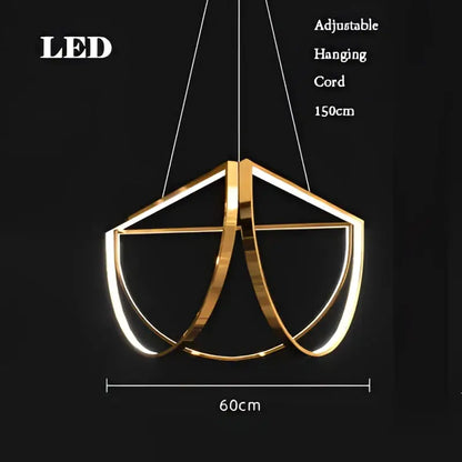 Modern black gold geometric led chandelier living room pendant light