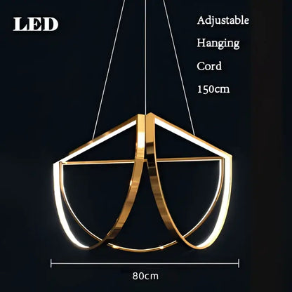 Modern black gold geometric led chandelier living room pendant light
