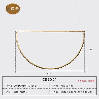 Modern black gold geometric led chandelier living room pendant light