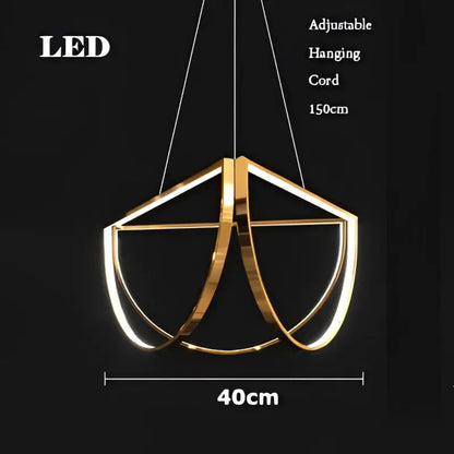 Modern black gold geometric led chandelier living room pendant light
