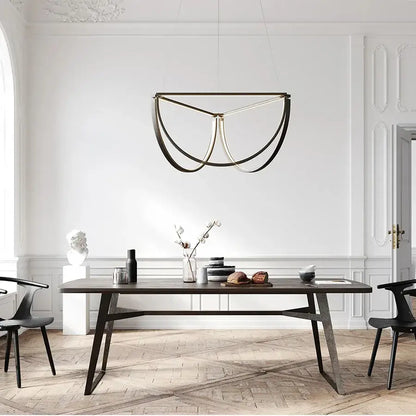 Modern black gold geometric led chandelier living room pendant light