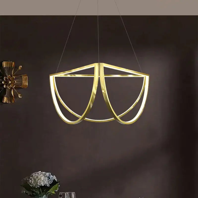 Modern black gold geometric led chandelier living room pendant light