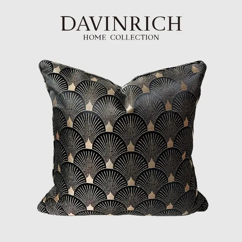 Vintage black & gold art deco throw pillow case living room decor
