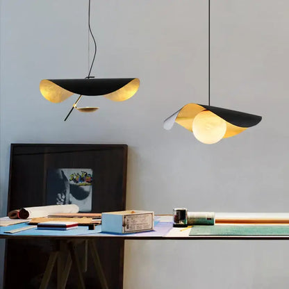Retro nordic black & gold glass pendant light for office or bar