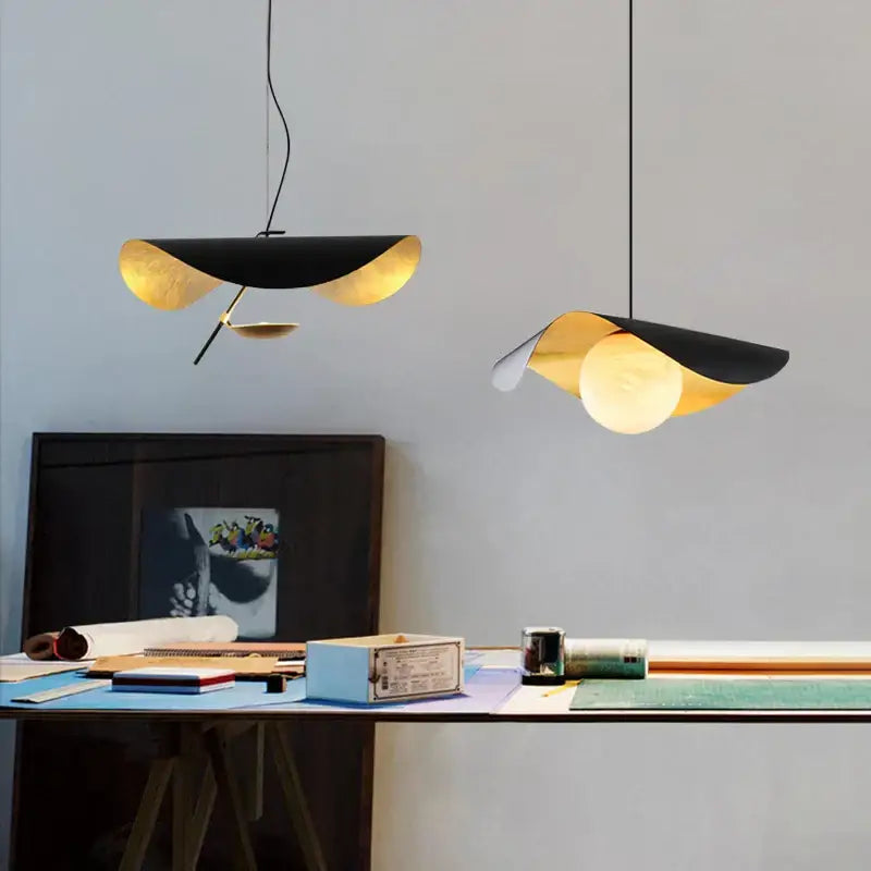 Retro nordic black & gold glass pendant light for office or bar