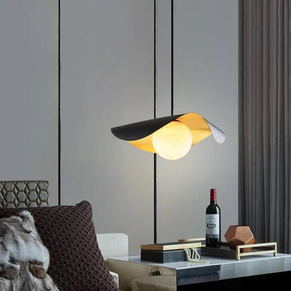 Retro nordic black & gold glass pendant light for office or bar