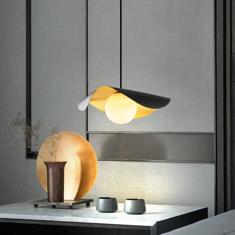 Retro nordic black & gold glass pendant light for office or bar