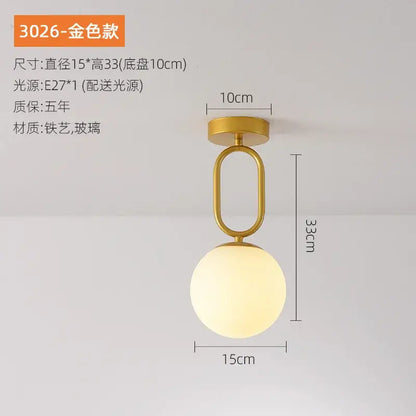 Modern black & gold glass ceiling lamp for living room