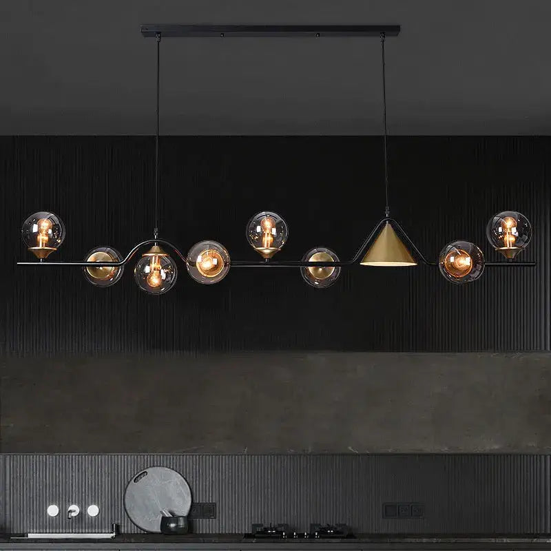 Modern black & gold glass chandelier dining room pendant light