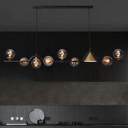 Modern black & gold glass chandelier dining room pendant light
