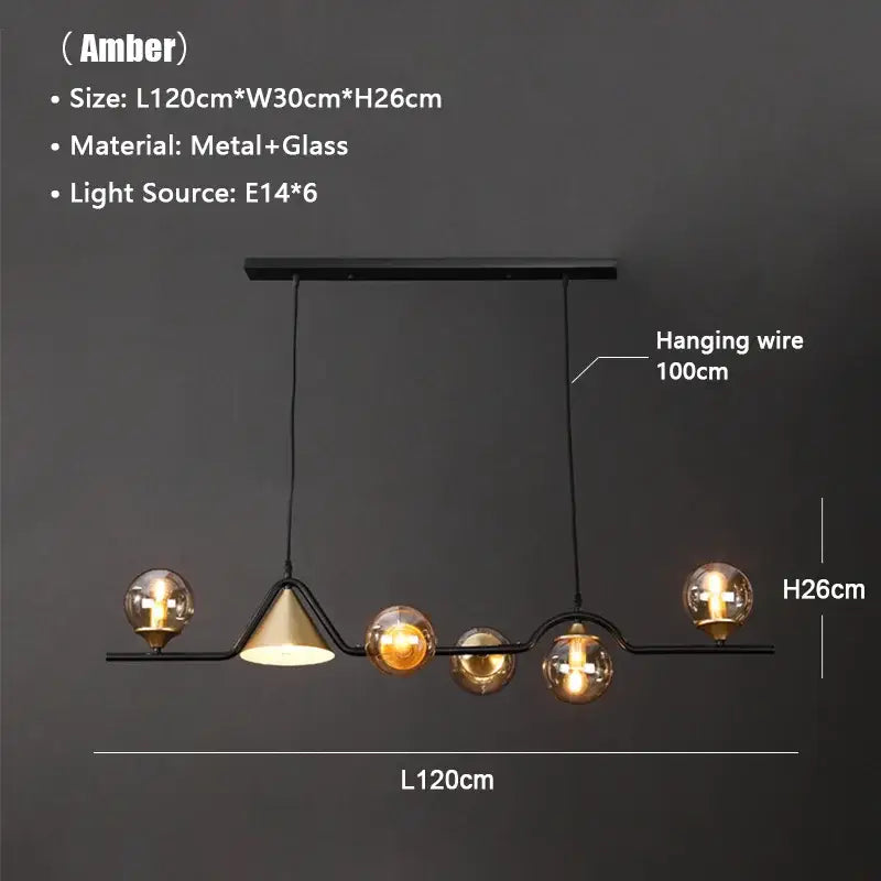 Modern black & gold glass chandelier dining room pendant light
