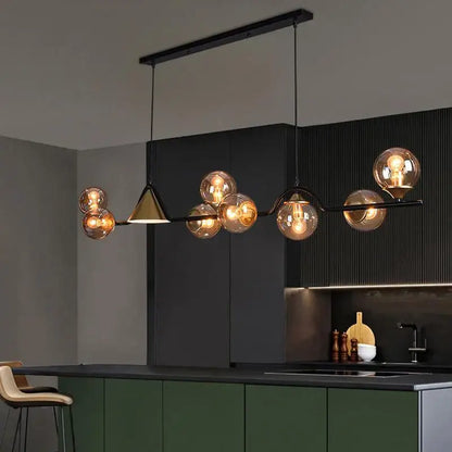 Modern black & gold glass chandelier dining room pendant light