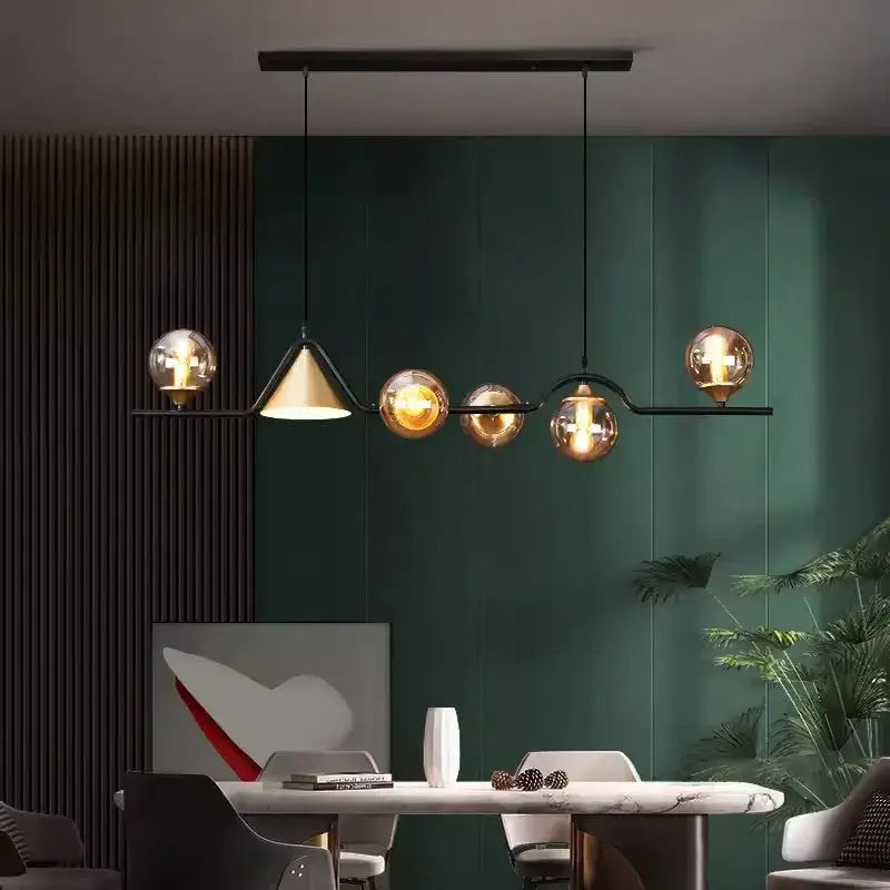 Modern black & gold glass chandelier dining room pendant light