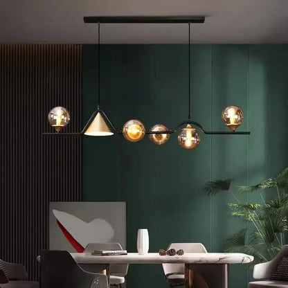 Modern black & gold glass chandelier dining room pendant light