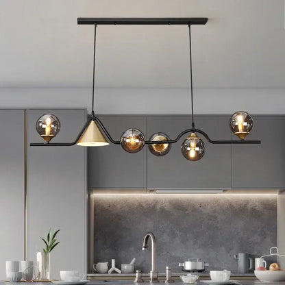 Modern black & gold glass chandelier dining room pendant light