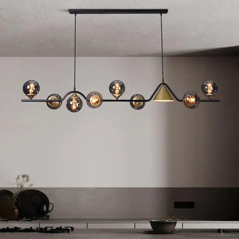 Modern black & gold glass chandelier dining room pendant light