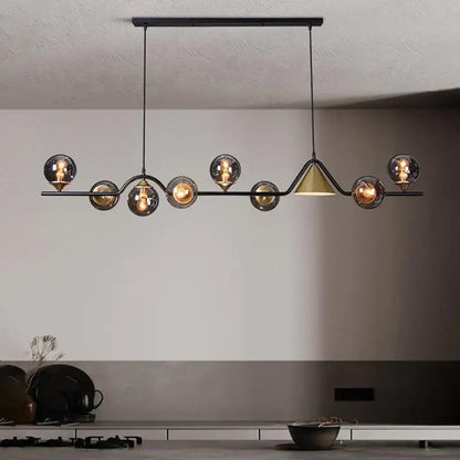 Modern black & gold glass chandelier dining room pendant light