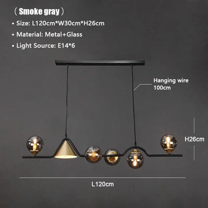 Modern black & gold glass chandelier dining room pendant light