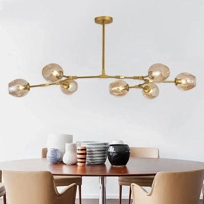 Modern brass and green glass pendant light dining room chandelier