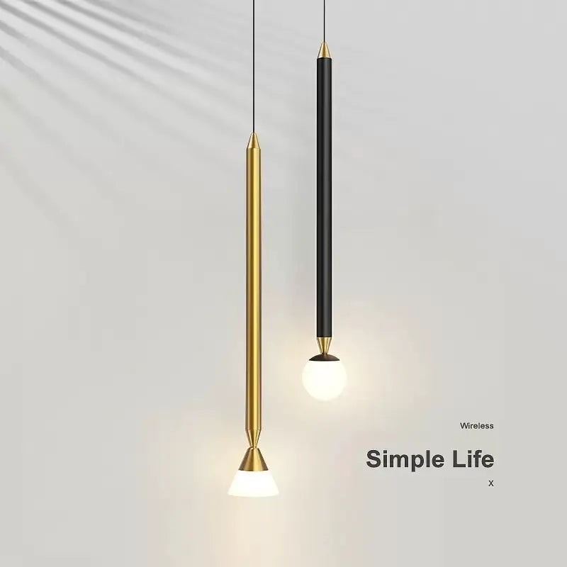 Minimalist black & gold pendant light bedroom hanging sconces