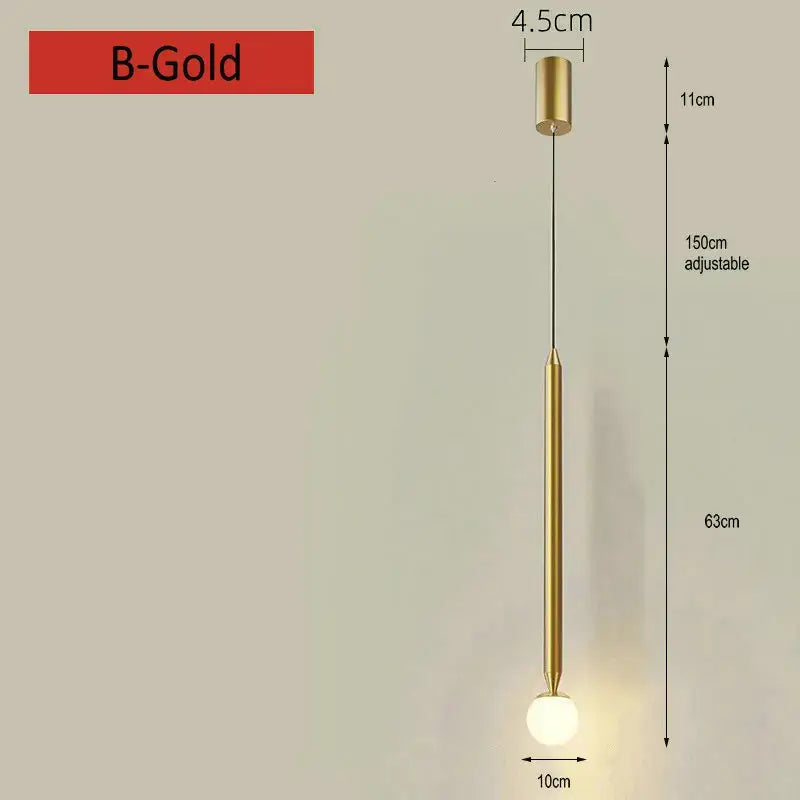 Minimalist black & gold pendant light bedroom hanging sconces