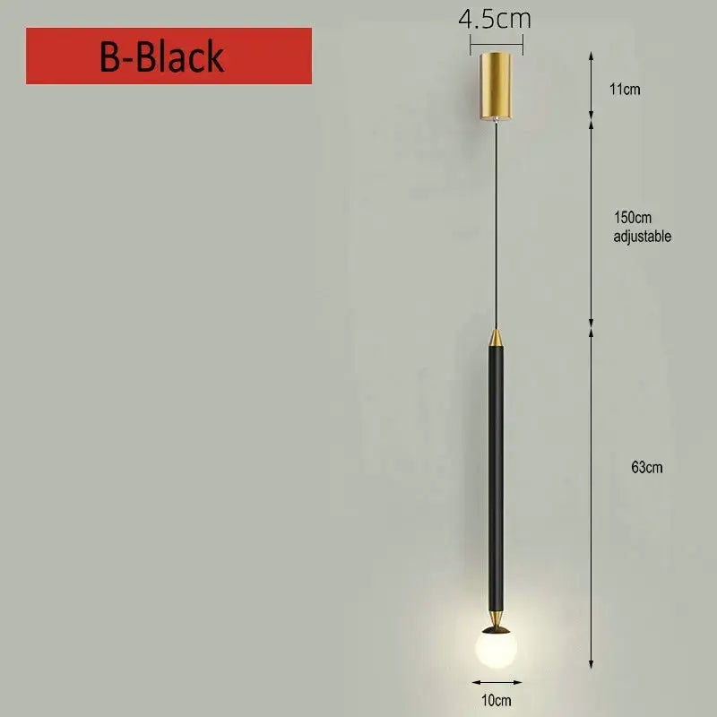 Minimalist black & gold pendant light bedroom hanging sconces