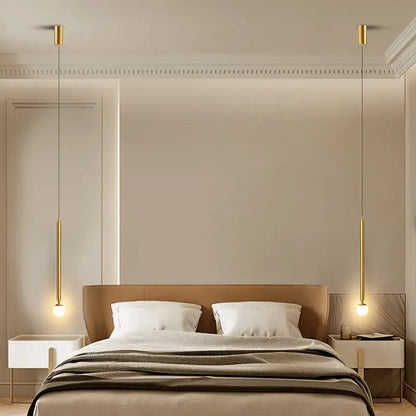 Minimalist black & gold pendant light bedroom hanging sconces