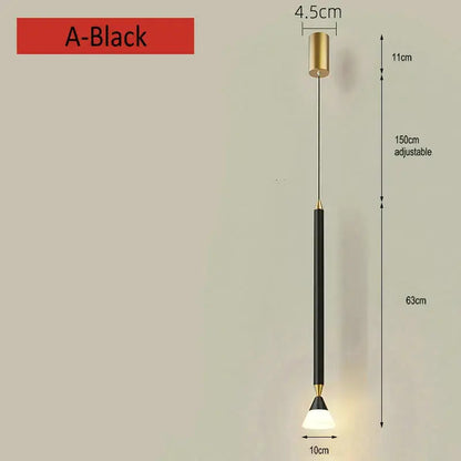 Minimalist black & gold pendant light bedroom hanging sconces