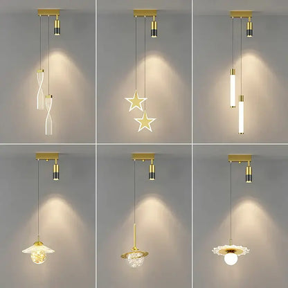 Modern black & gold hanging pendant crystal light for bedroom