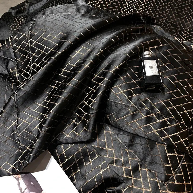 Black gold jacquard egyptian cotton bedding set bedroom decor