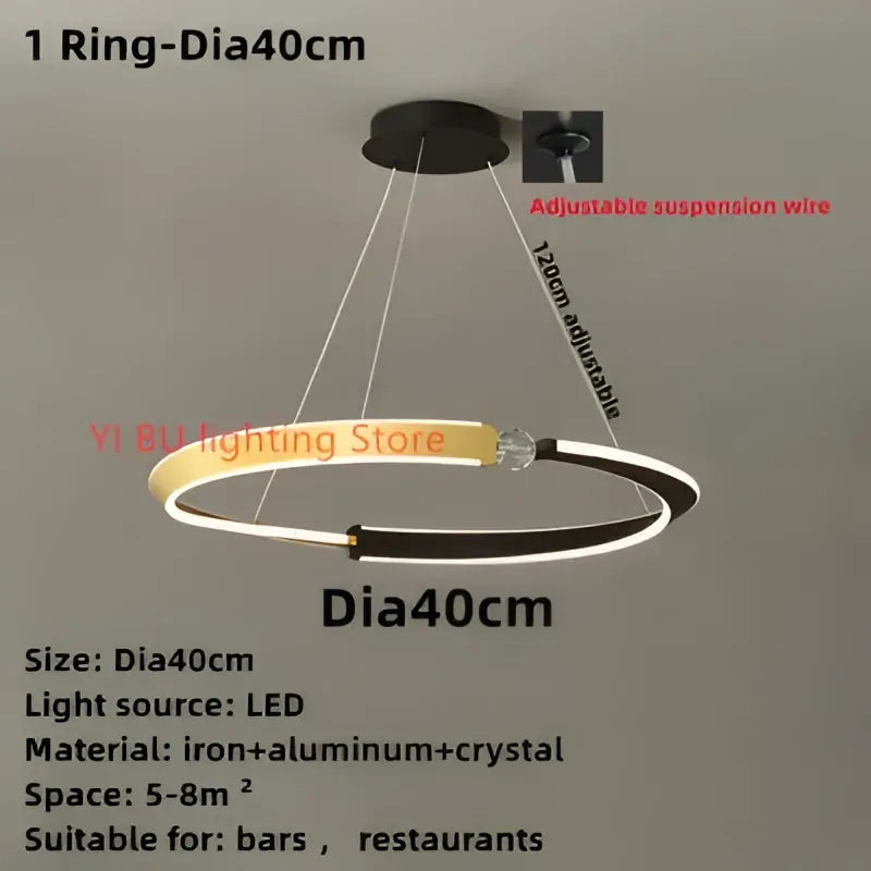Modern minimalist black & gold led ceiling chandelier dining room