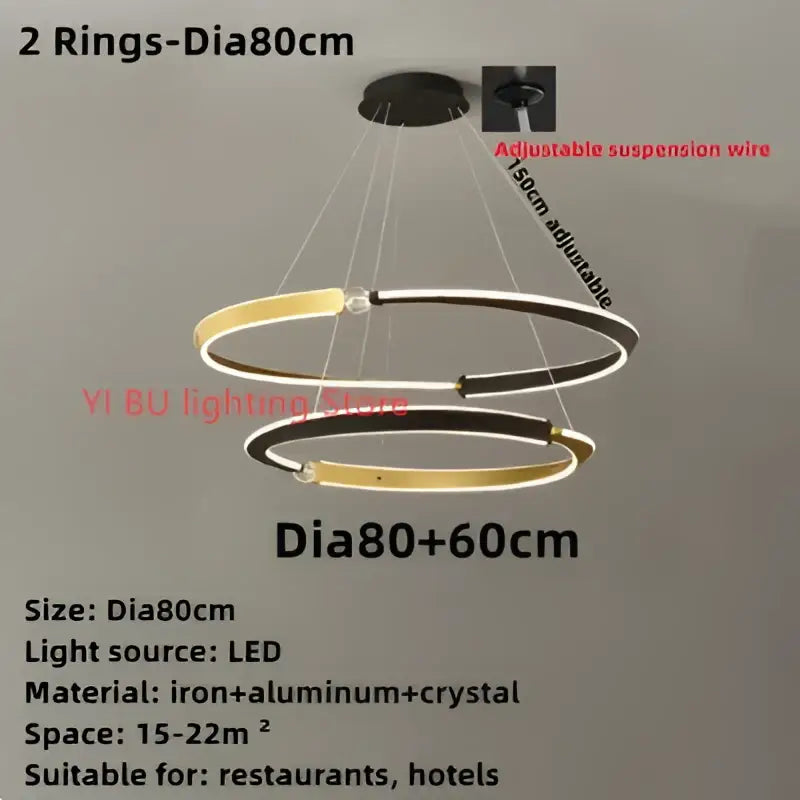 Modern minimalist black & gold led ceiling chandelier dining room