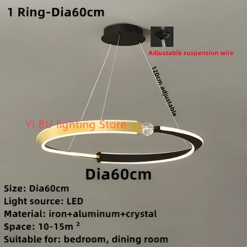 Modern minimalist black & gold led ceiling chandelier dining room