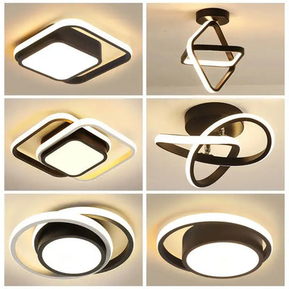 Modern black and gold led ceiling light living room geometric chandelier
