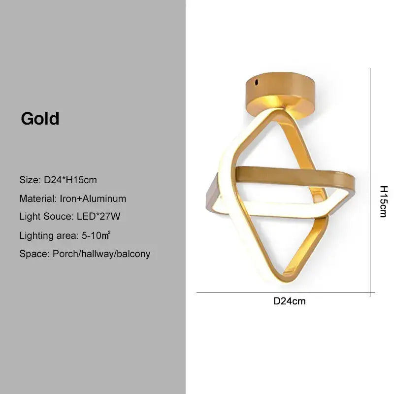 Modern black and gold led ceiling light living room geometric chandelier