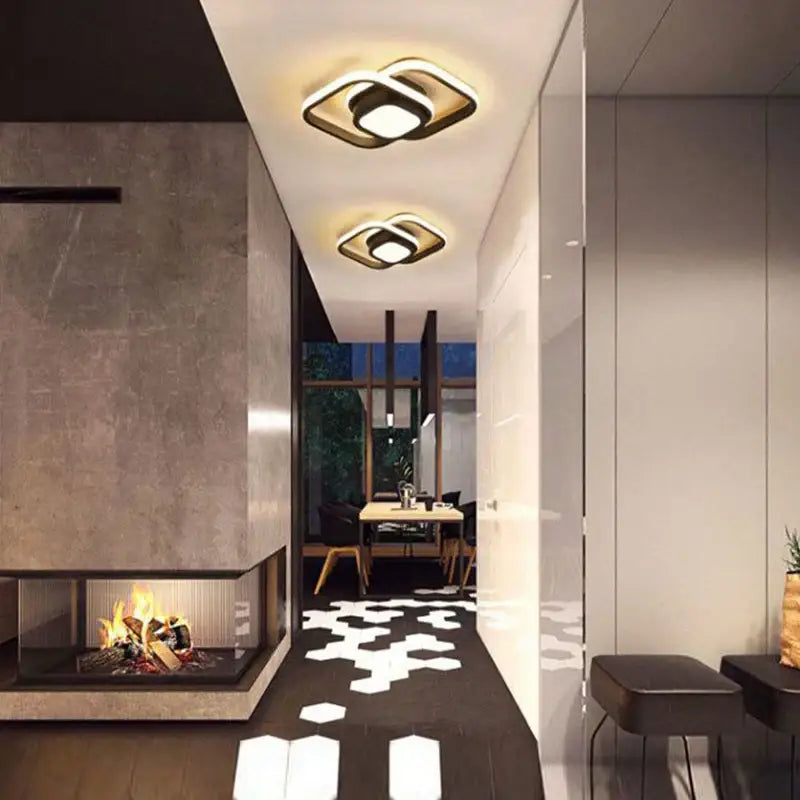 Modern black and gold led ceiling light living room geometric chandelier