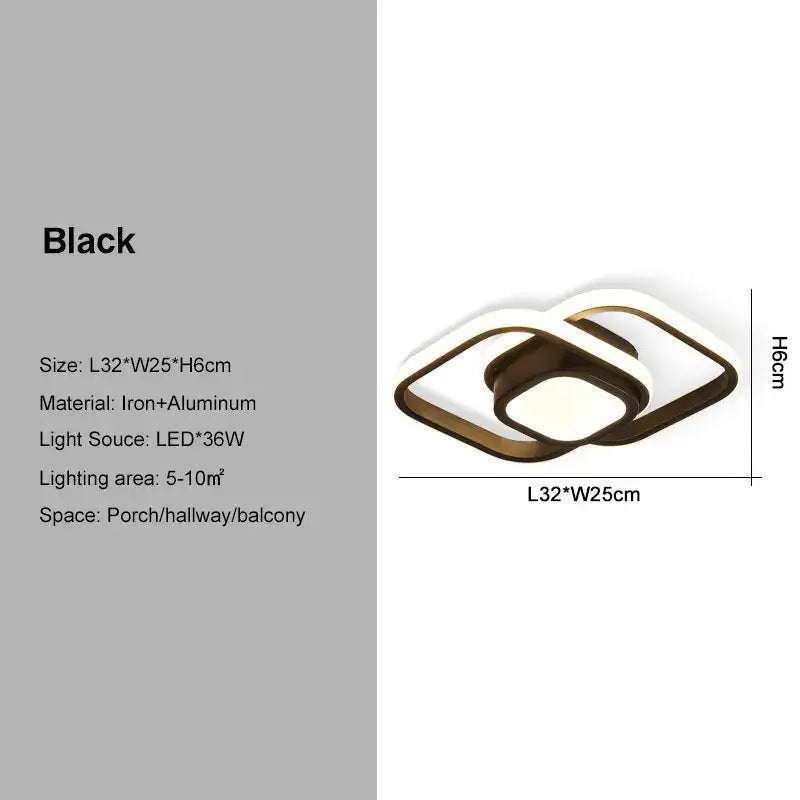 Modern black and gold led ceiling light living room geometric chandelier