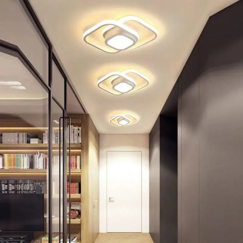 Modern black and gold led ceiling light living room geometric chandelier