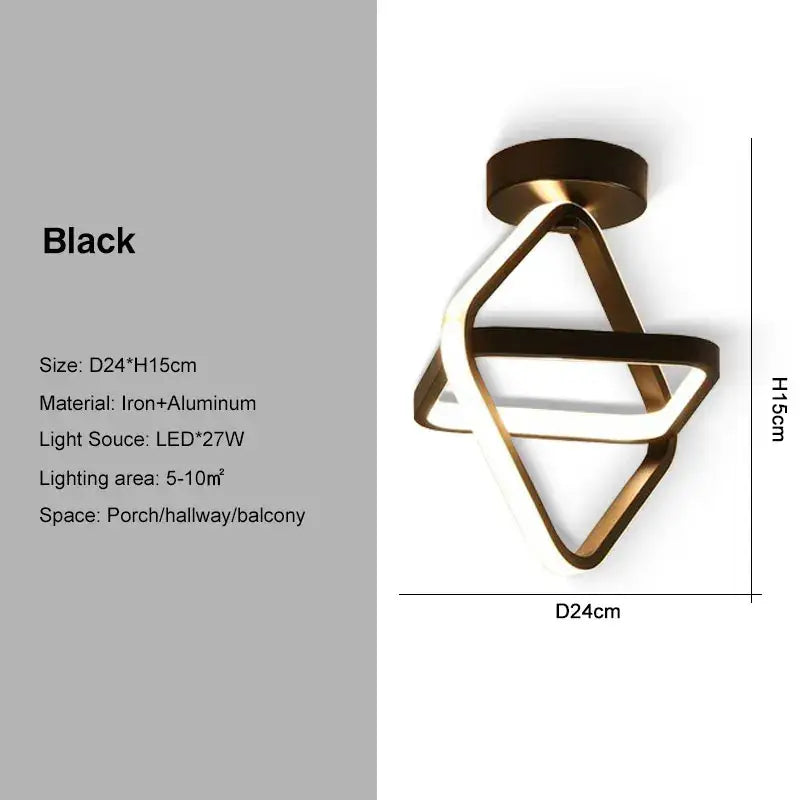 Modern black and gold led ceiling light living room geometric chandelier