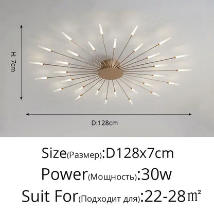Modern black & gold led chandelier for living room sunburst design