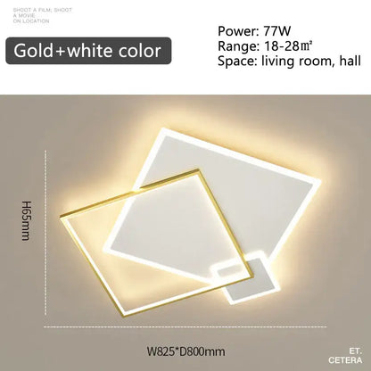 Modern black gold led geometric chandelier for living room